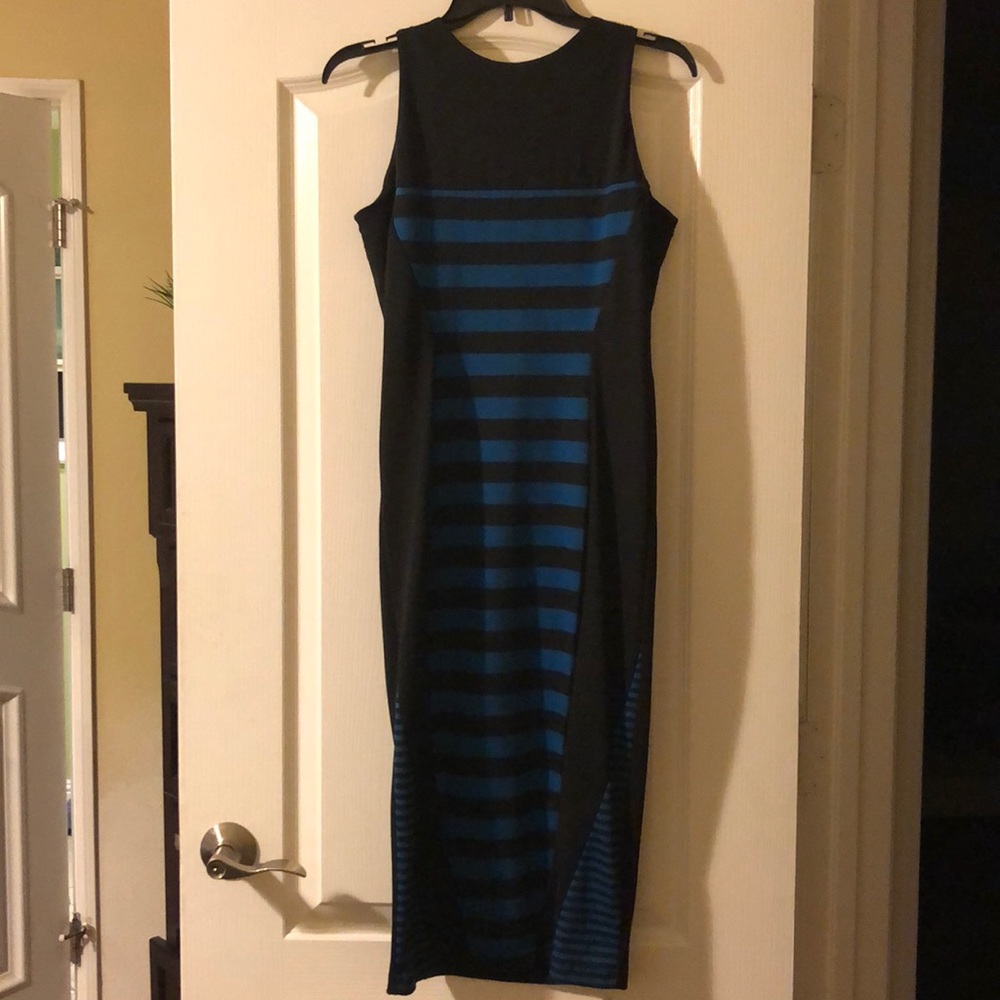 Nicki Black and blue pencil dress